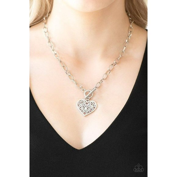 Silver Heart Toggle Necklace Pendant - Picture 2 of 3